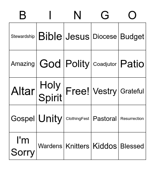 Rector Bingo Card