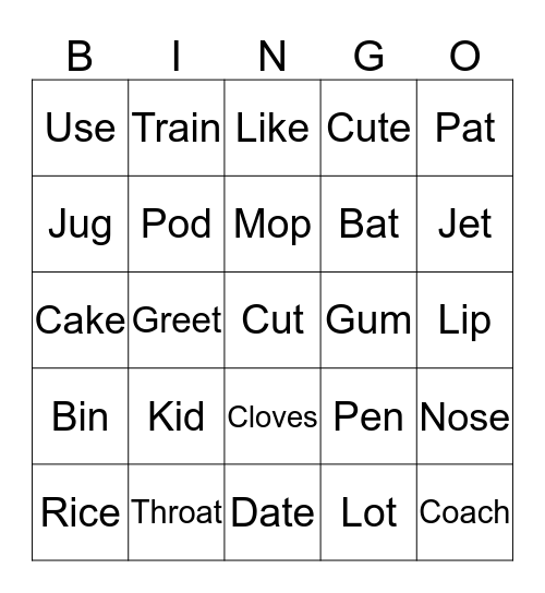 Short & Long Vowels Bingo Card