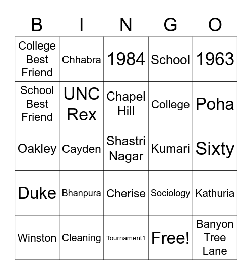 Bingo Meena! Bingo Card