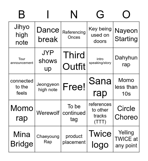 Moonlight Sunrise Bingo Card