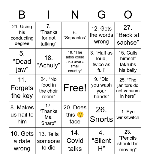 McGuireism Bingo Card