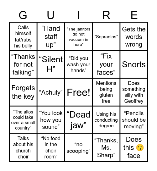McGuireism Bingo Card