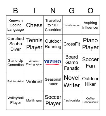 2023 Sophomore Women’s Program Bingo Card