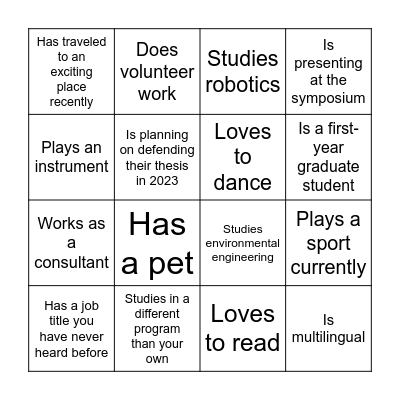Networking Bingo: Claim a box when you meet someone who... Bingo Card