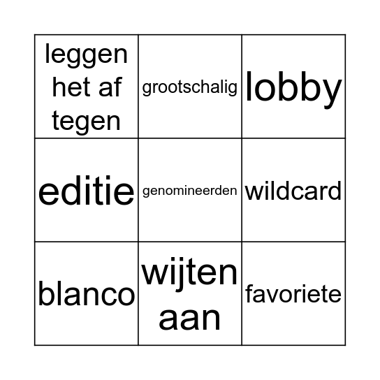 Woorden Bingo Card