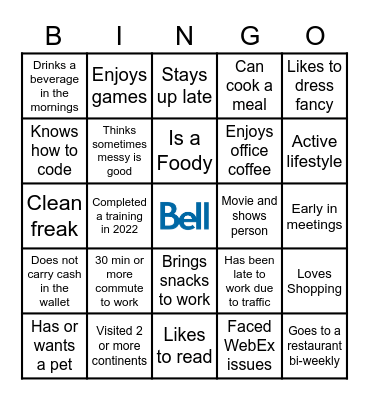 Start Of Year Awesomeness Bingo Card