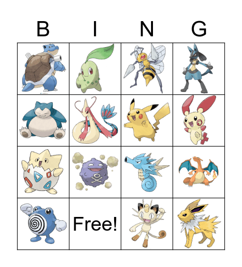Pokemon Bingo Card