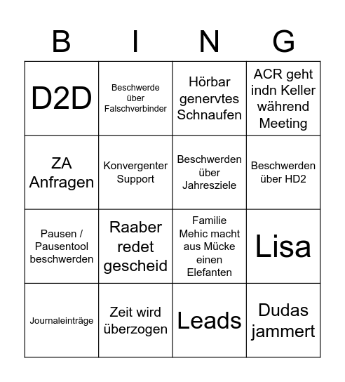 Teammeeting 20.1 Bingo Card
