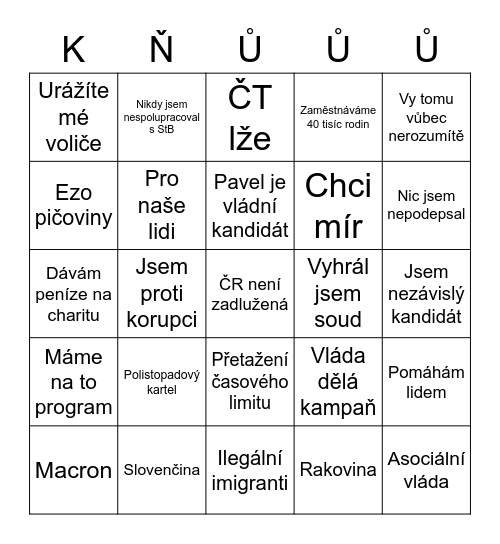 Diskuzní Bingo Card