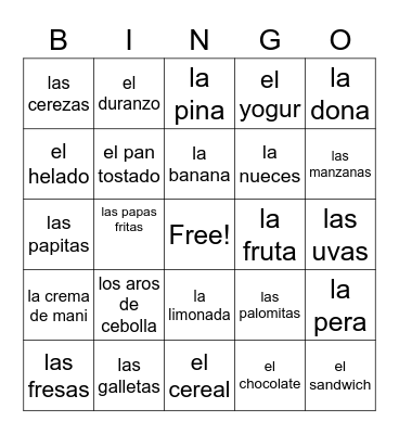 La Merienda Bingo Card