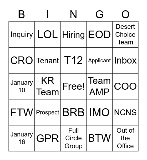 Zendoor Bingo Card