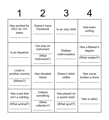 Contracts Bingo Card