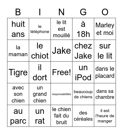 BB veut un chien 1-5 Bingo Card