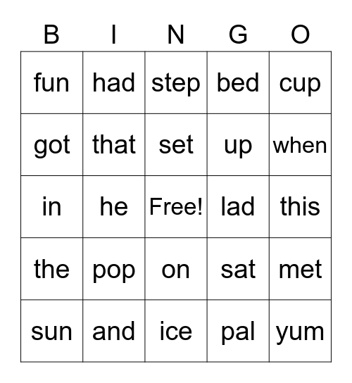 Frank's Ice Pop Bingo Card