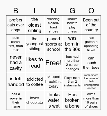 9AM Team Bingo Card