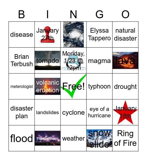 Natural Disaster Bingo 6A Bingo Card