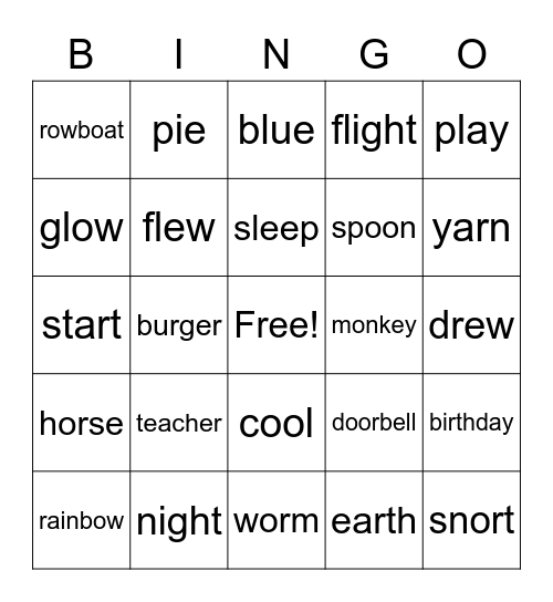 Phonics Review Bingo Card