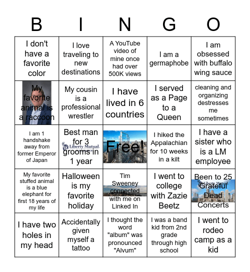 Who am I? Bingo Card