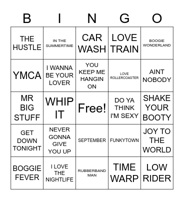 DANCE HITS Bingo Card
