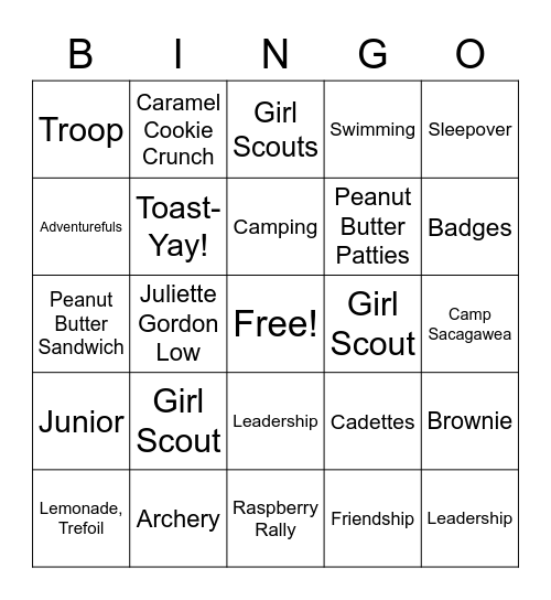 Cookie Rally 2023 Bingo Card