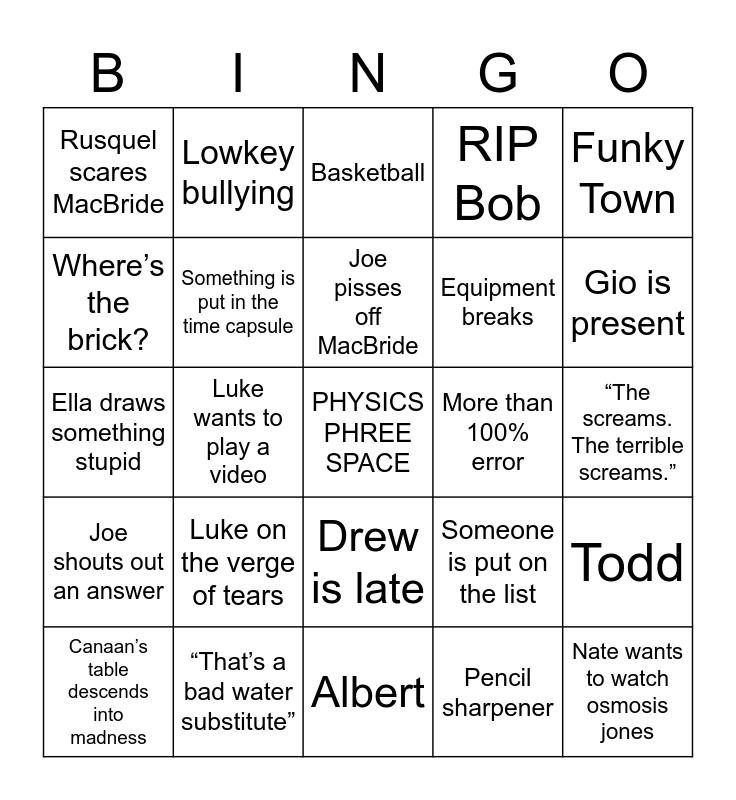 AP Physics C: BINGO Card