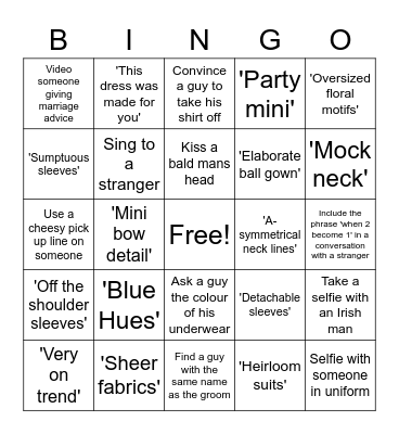 Mrs Muffins big bridal bingo Card