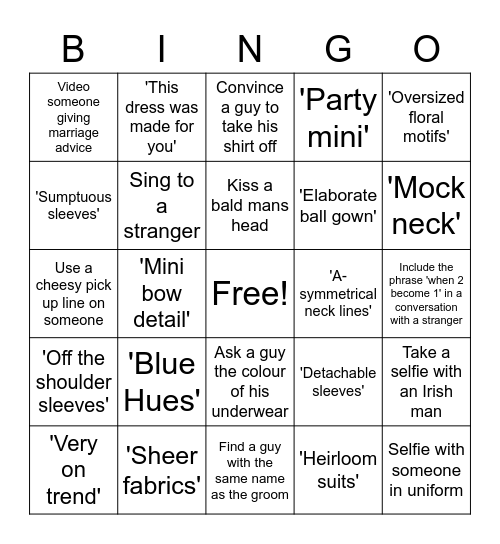 Mrs Muffins big bridal bingo Card