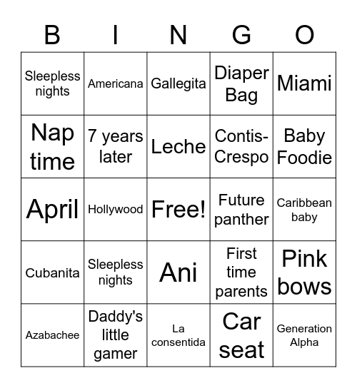 BABY BINGO Card