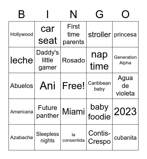 BABY SHOWER Bingo Card