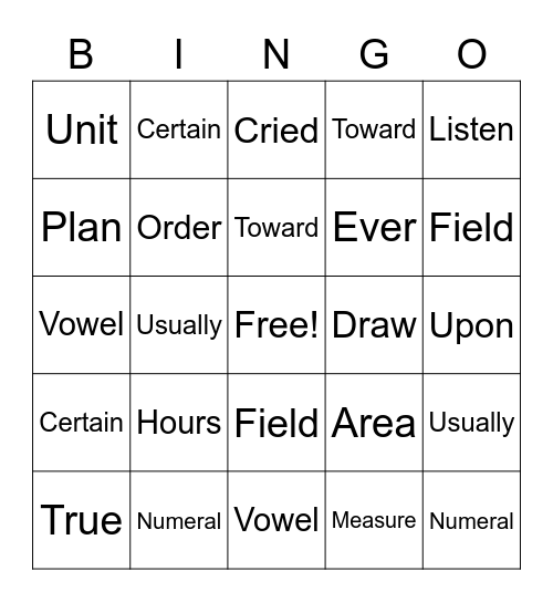 4th Bingo Card