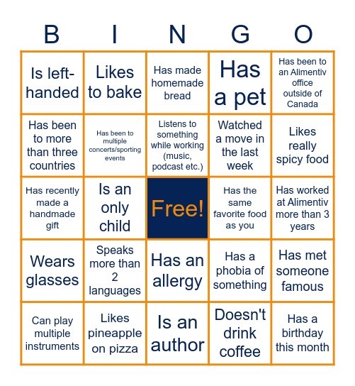 Icebreaker Bingo! Bingo Card