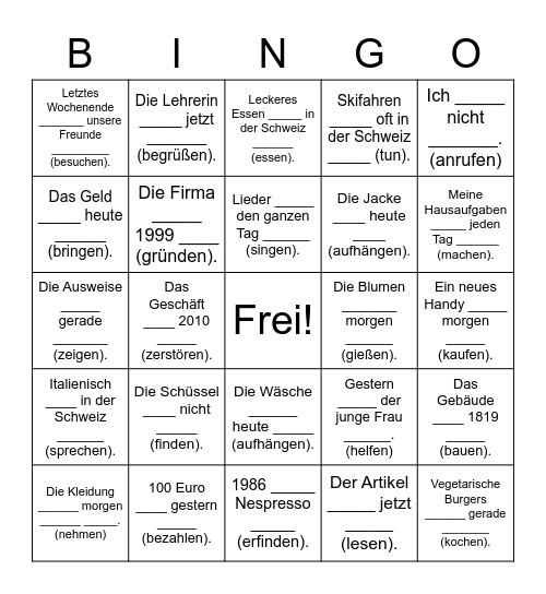 Passiv Bingo Card