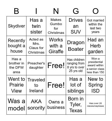 Team Builder Bingo Card