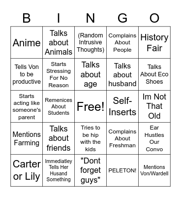 Souchek Bingo Card
