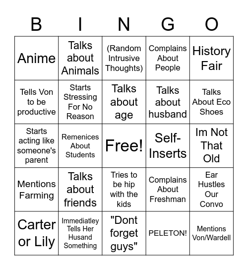 Souchek Bingo Card