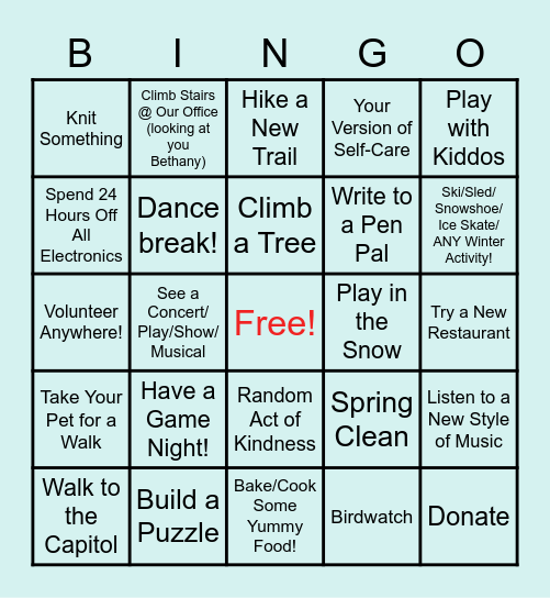 CCLP Wellness BINGO!!! Bingo Card