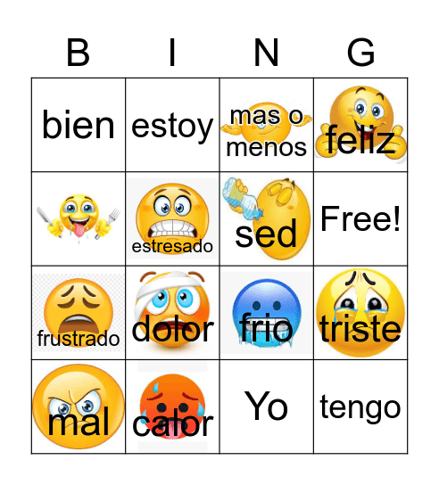 Emociones Bingo Card