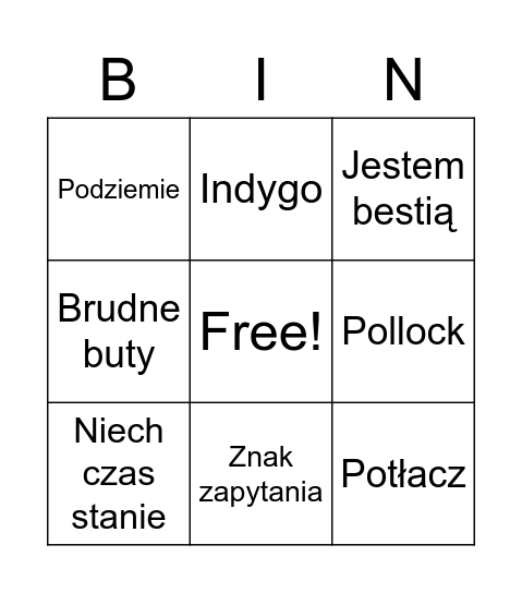 Bisz Bingo Card