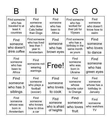 Reconnection Day Bingo Card