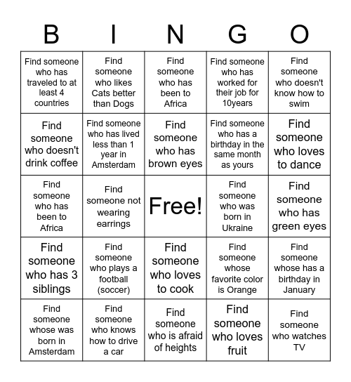 Reconnection Day Bingo Card