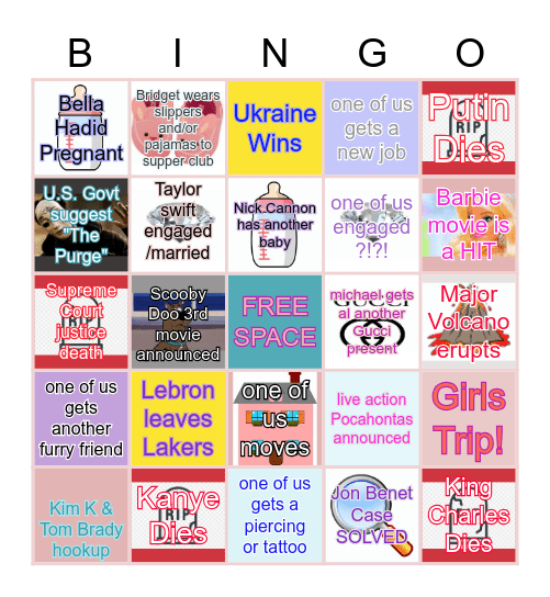 2023 PREDICTIONS BINGOOO Bingo Card