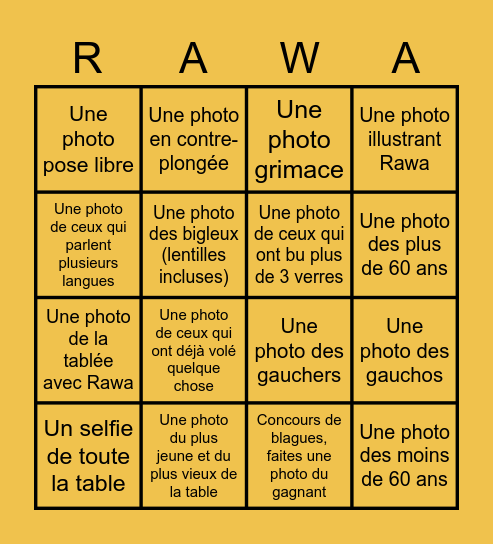 Le BINGO de Bingo Card