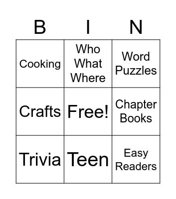 Children’s’ Books Bingo Card