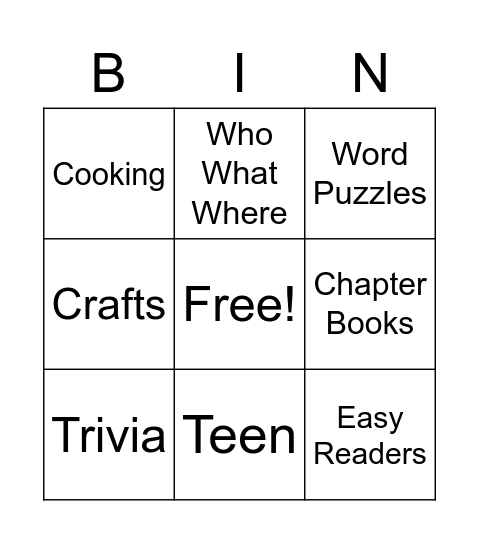 Children’s’ Books Bingo Card