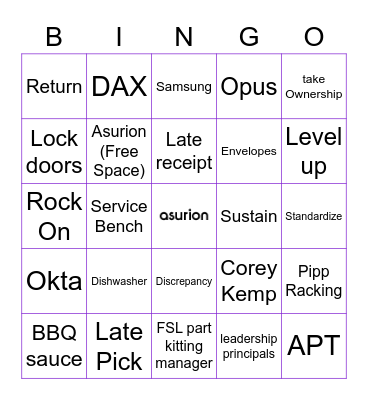 FSL Boot Camp Bingo Card