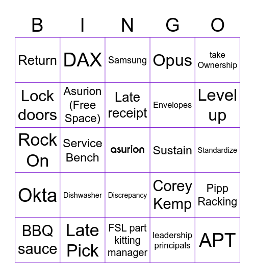 FSL Boot Camp Bingo Card