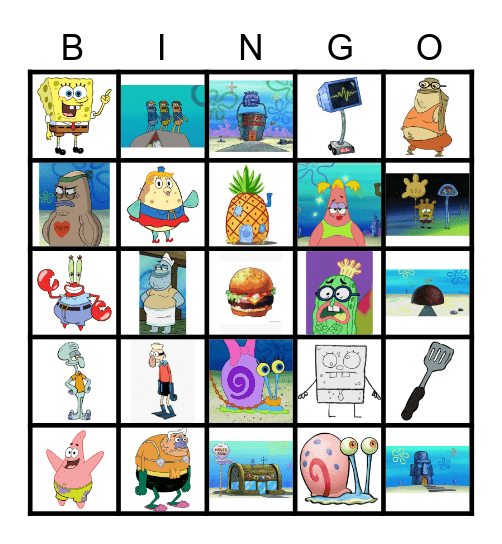 Spongebob Bingo Card