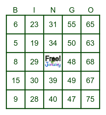 FriYAY BINGO Jan 2023 Bingo Card