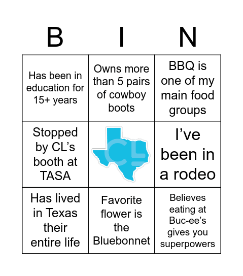 Texas Bingo Card