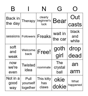 Wednesday Pt 1 Bingo Card